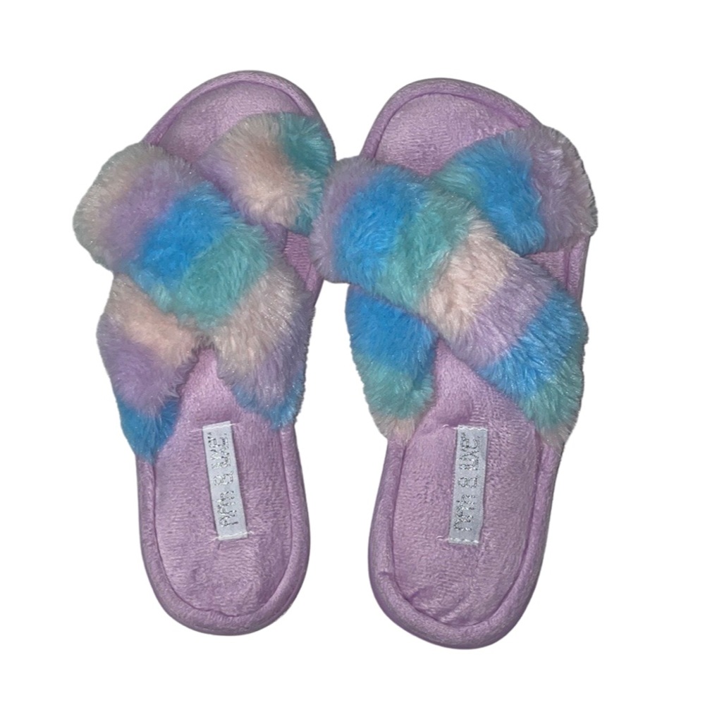 Luxe Furry Slippers - Purple - Size 8